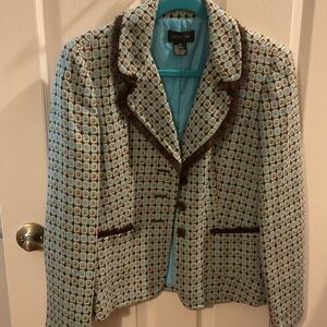 Focus 2000 Women's Geometric Blazer - Brown and Cream